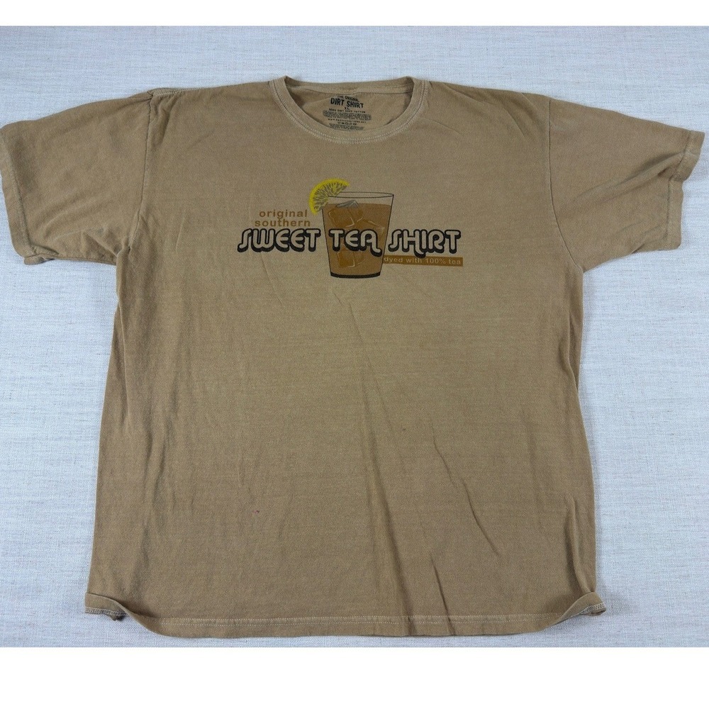 Earth Creations Original Southern Sweet Tea Shirt XL Brown Tea Dyed Graphic Tee